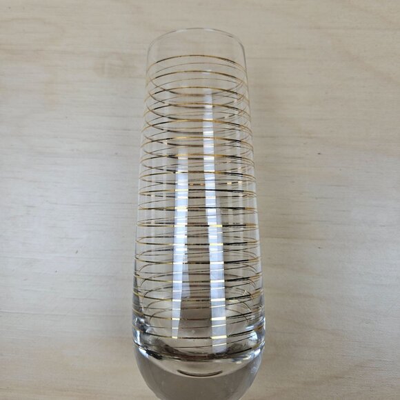 4 Vintage Mid Century Champagne Flute Gold Blown Glass Clear Stemless Contempora - Picture 3 of 8